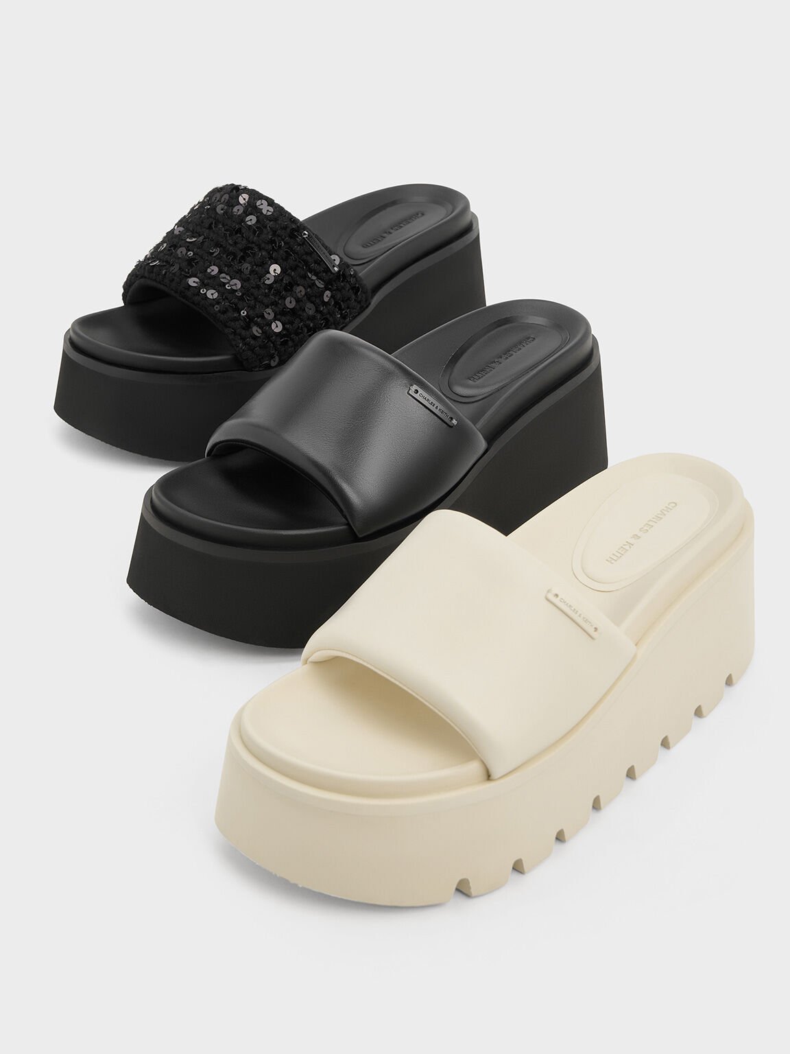 Puffy-Strap Flatform Sandals, Chalk, hi-res