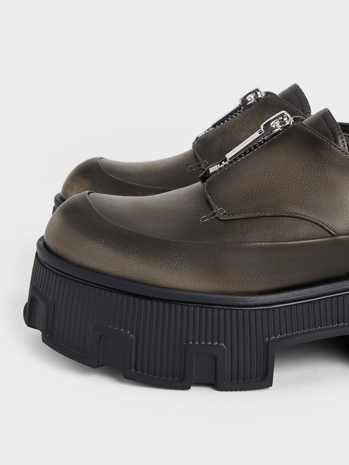 Zip-Up Platform Loafers, Multi, hi-res