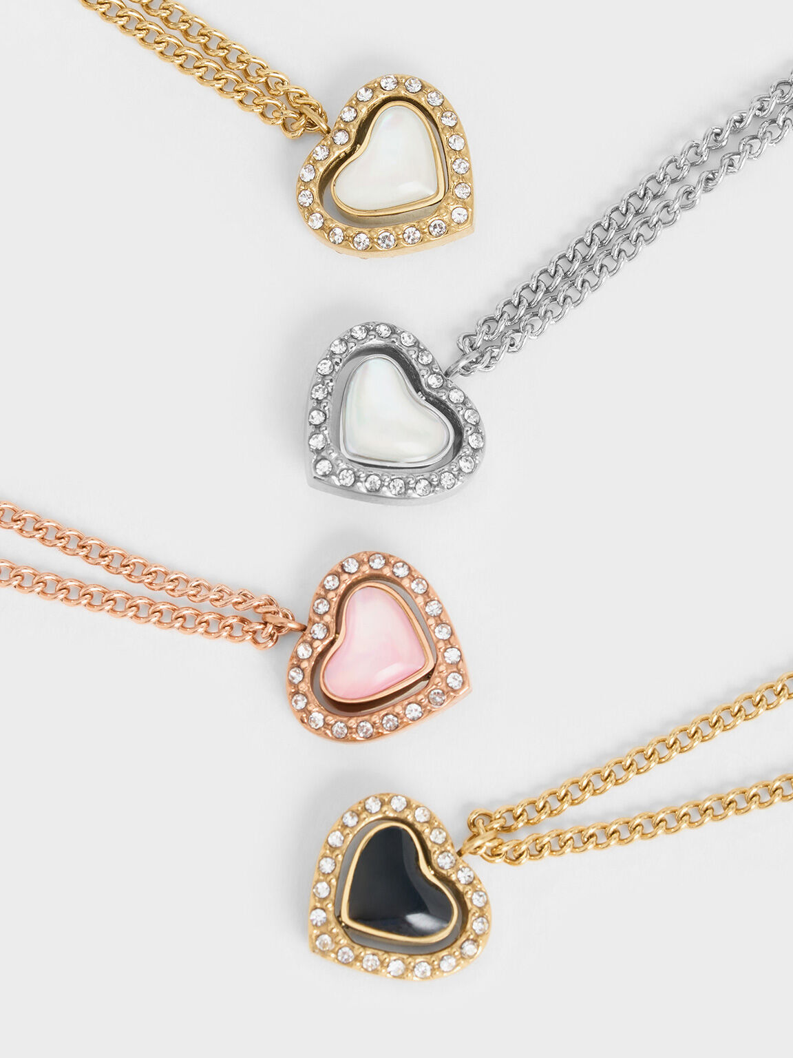 Annalise Crystal Heart-Stone Necklace, Rose Gold, hi-res