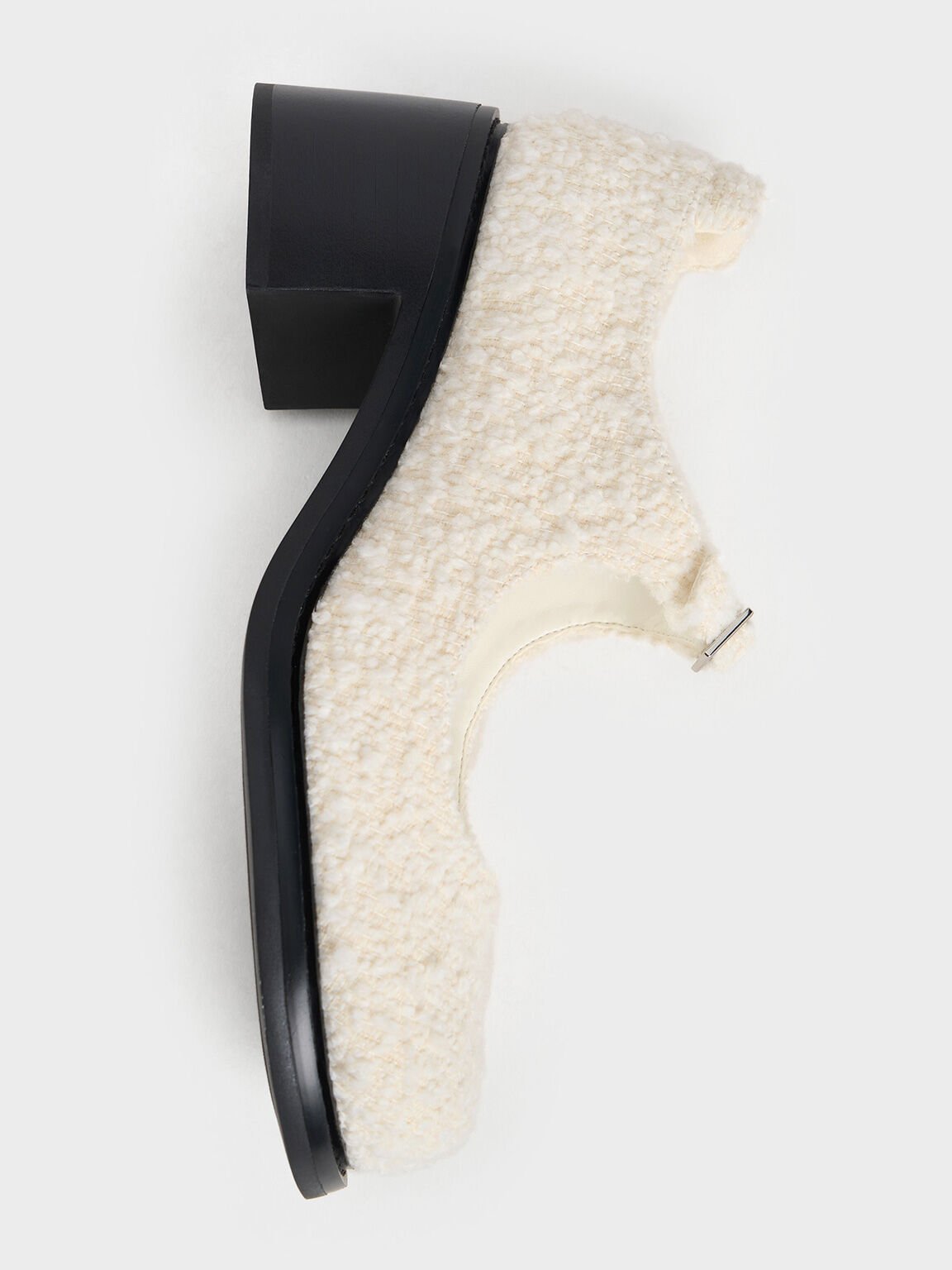 Rooney Furry Buckled Block-Heel Mary Janes, White, hi-res