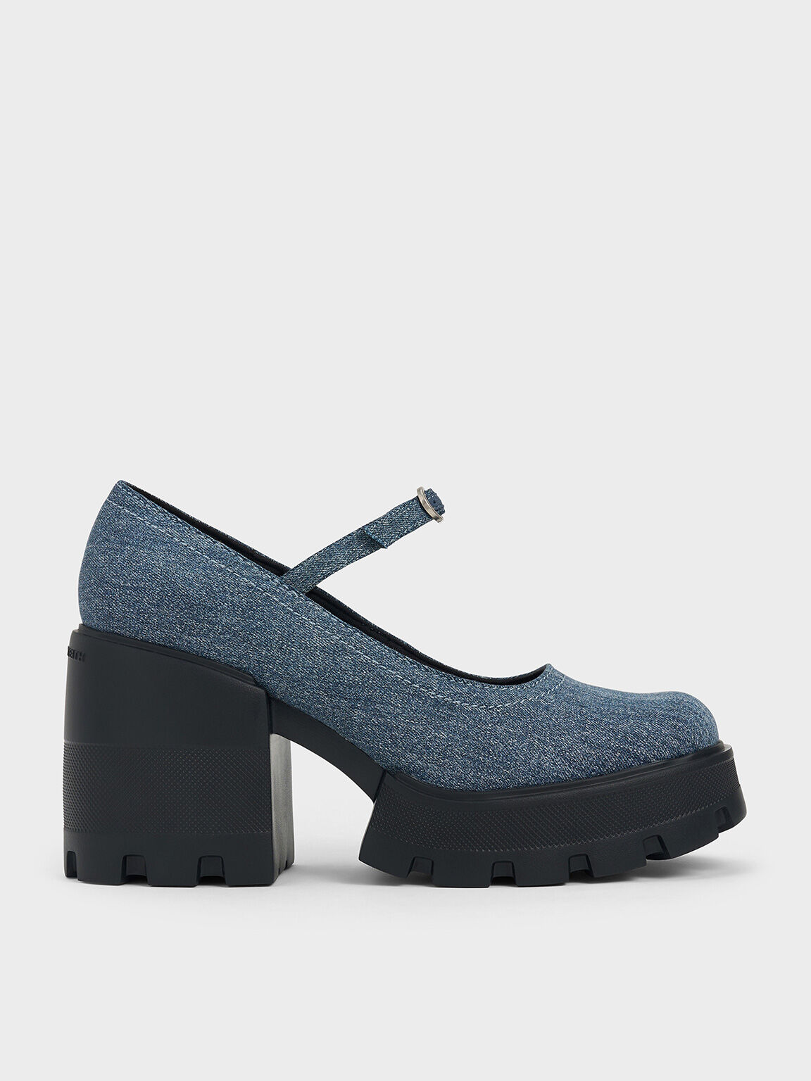 Denim Buckled Platform Mary Janes, Denim Blue, hi-res