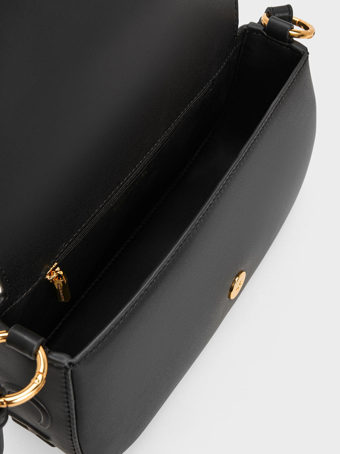 Black Oona Curved Shoulder Bag - CHARLES & KEITH UK