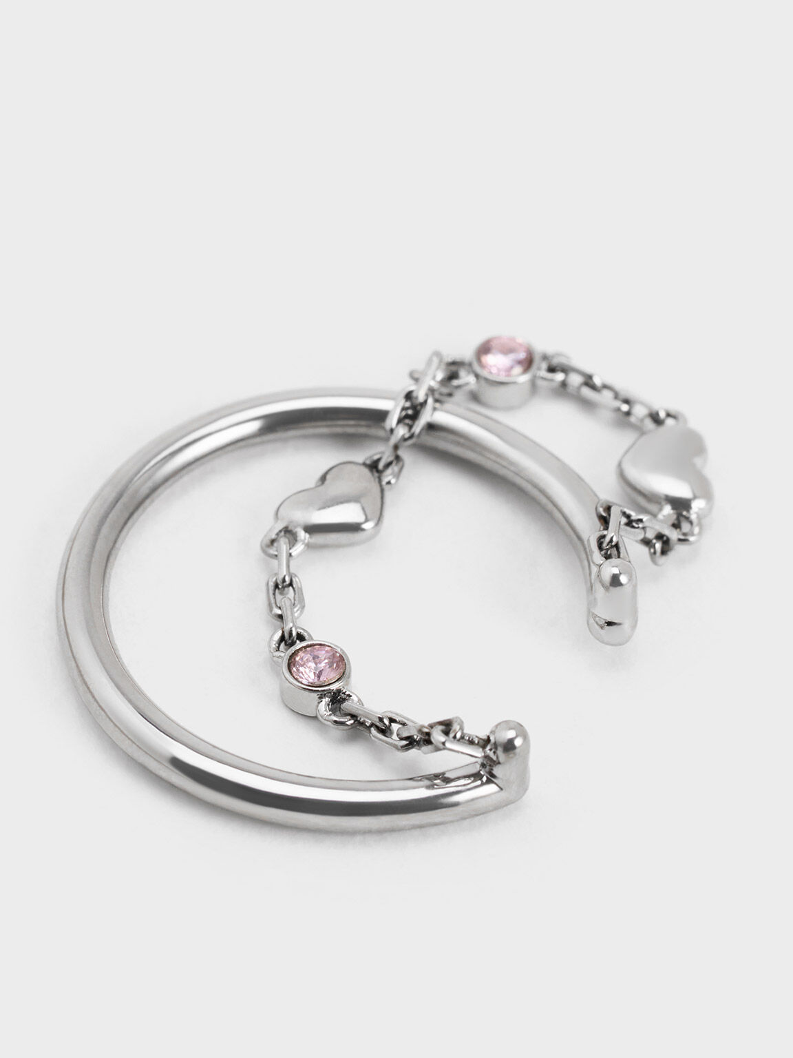 Pink Bethania Heart Crystal Double Chain Necklace - CHARLES & KEITH UK