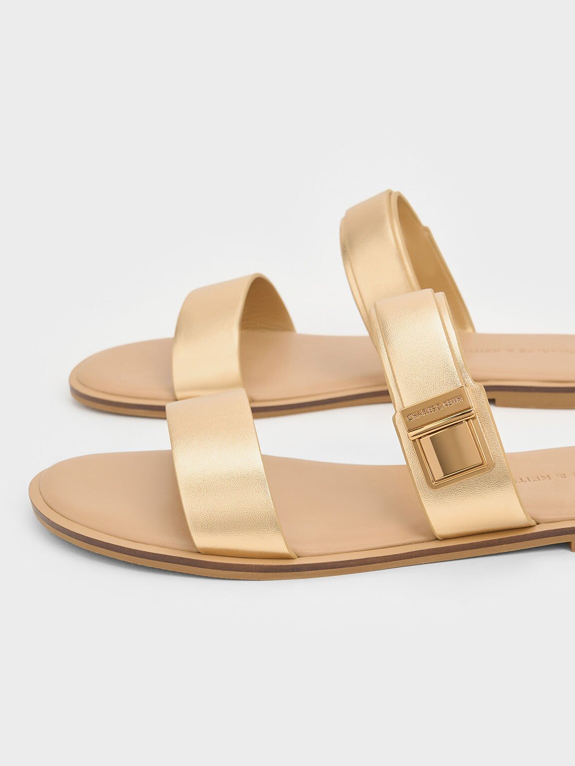 Dove Metallic Double-Strap Sandals, Gold, hi-res