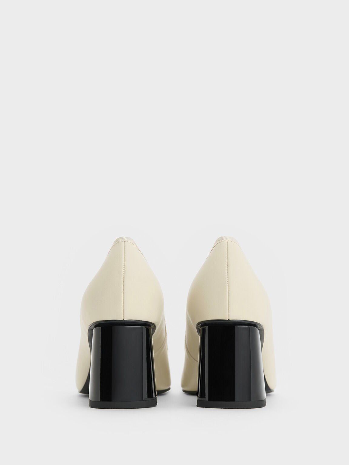 Bow Pointed Cap-Toe Pumps, Chalk, hi-res