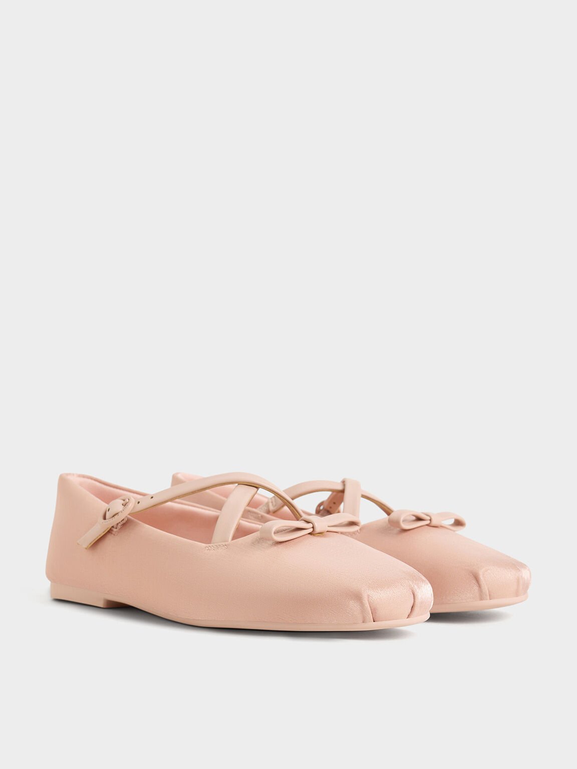 Girls' Bow Mary Janes, Light Pink, hi-res