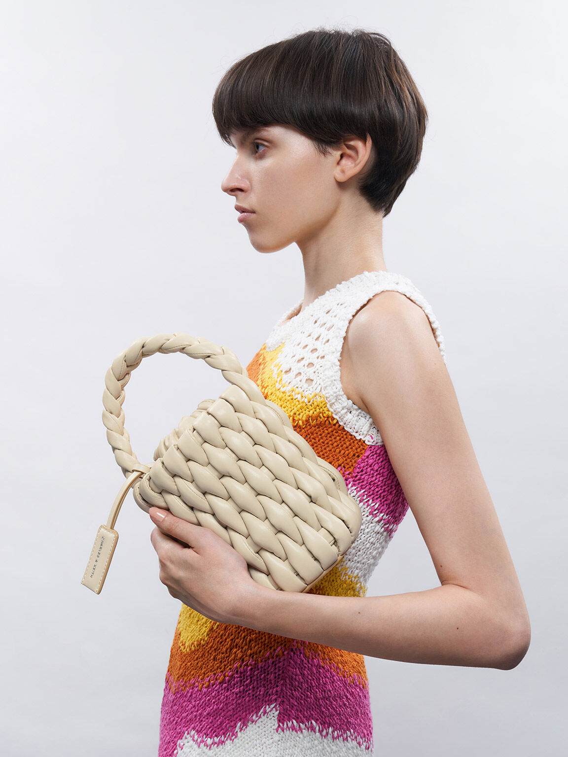 Bia Woven Bucket Bag, Beige, hi-res