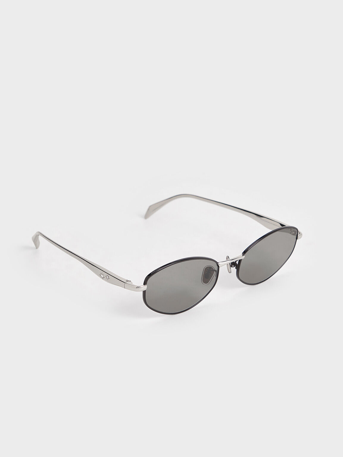 Crystal-Accent Oval Sunglasses, Noir, hi-res
