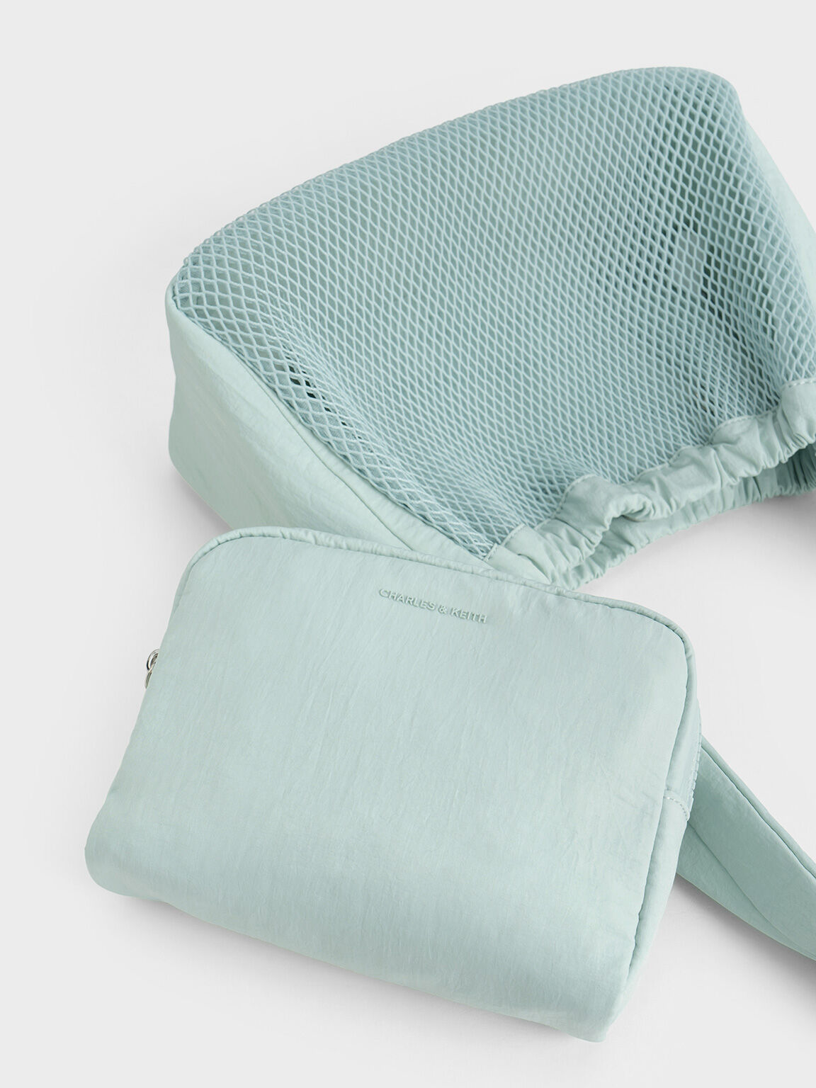 Terra Mesh & Nylon Shoulder Bag, Sage Green, hi-res
