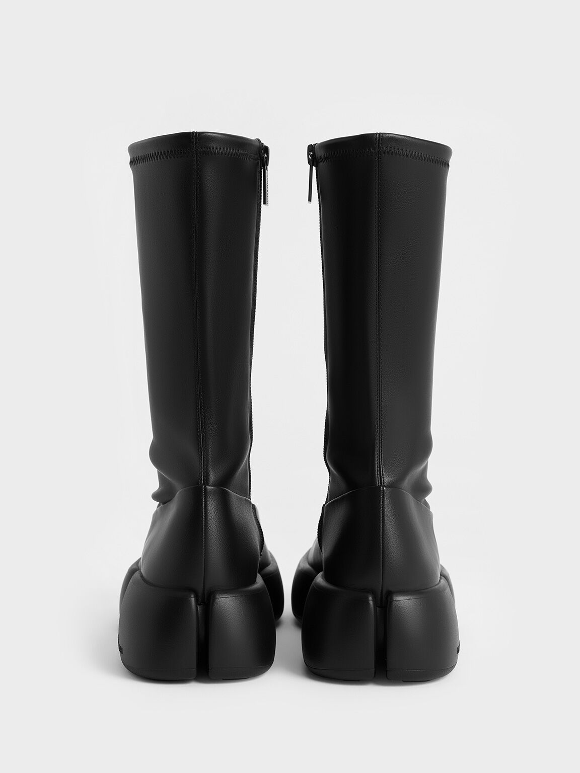 Jamie Side-Zip Platform Calf Boots, Black, hi-res