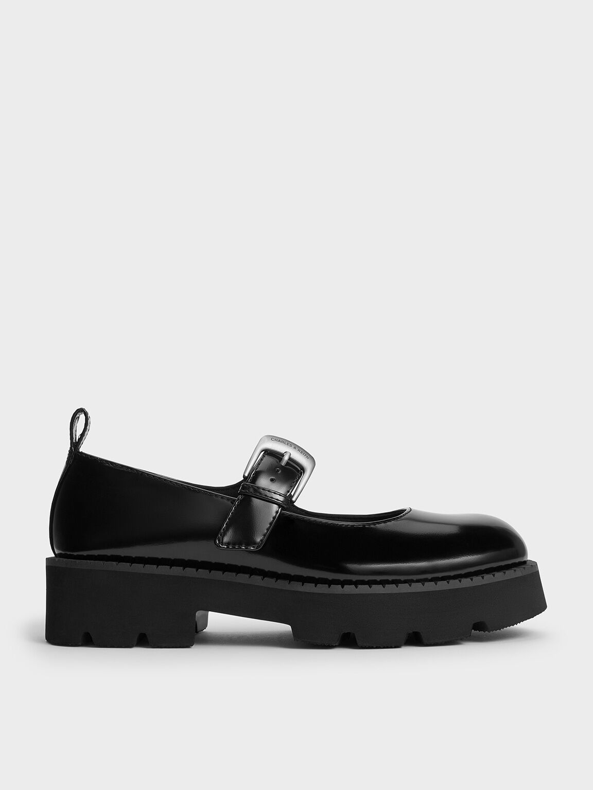 Buckled Ridged-Sole Chunky Mary Janes, Black Box, hi-res