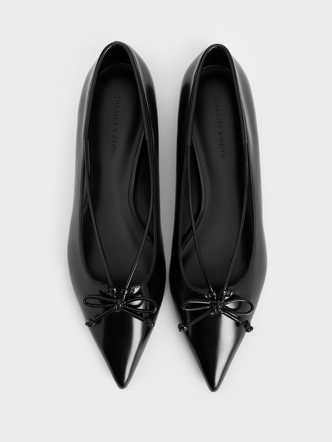 Bow Pointed-Toe Ballet Flats, Black Box, hi-res