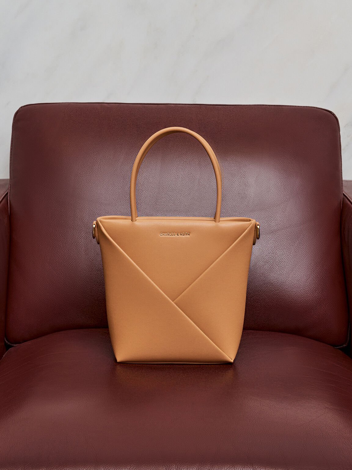 Midori Geometric Elongated Tote Bag, Toffee, hi-res