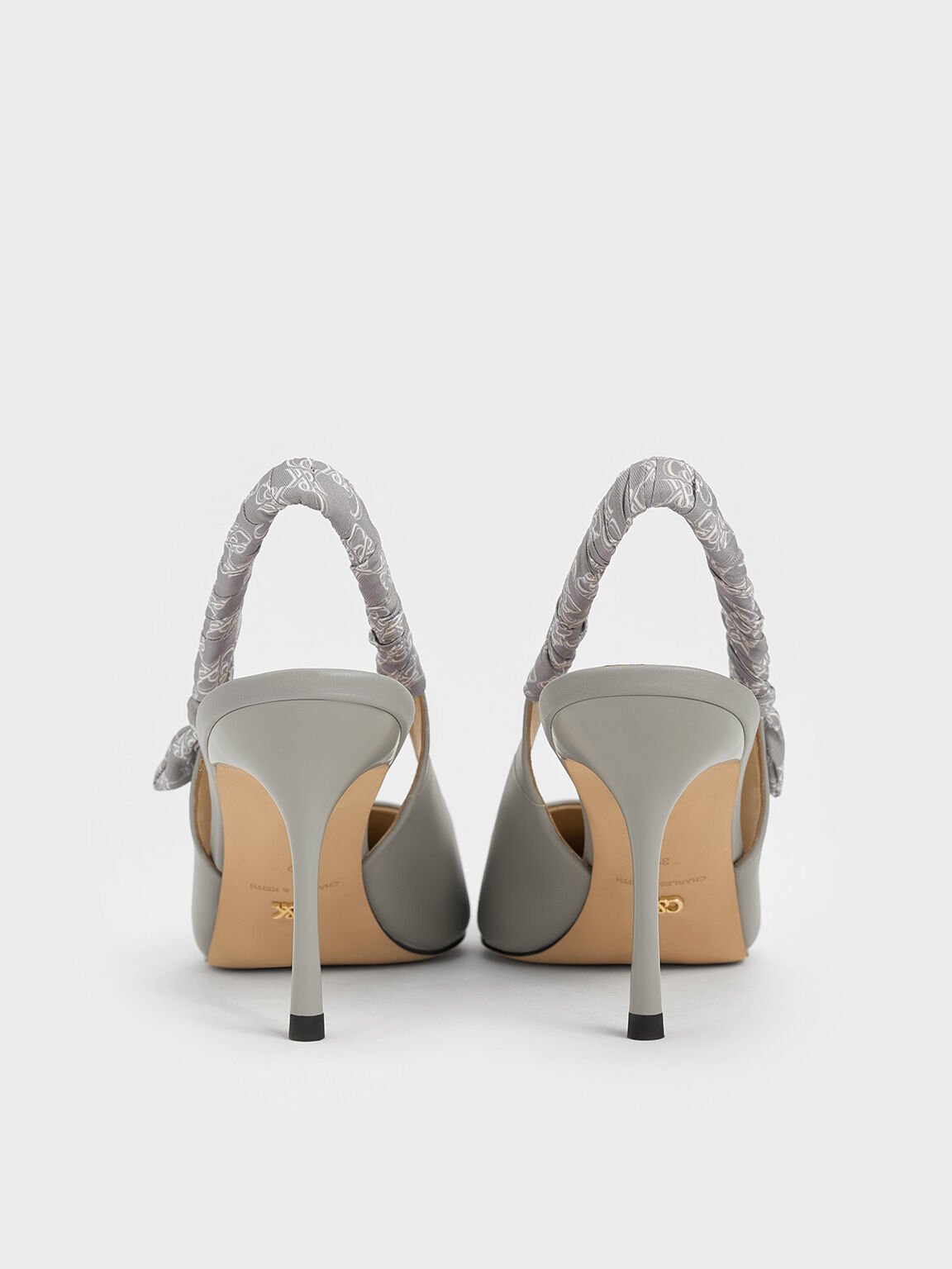 Tully Leather Ruched Print Slingback Pumps, Grey, hi-res