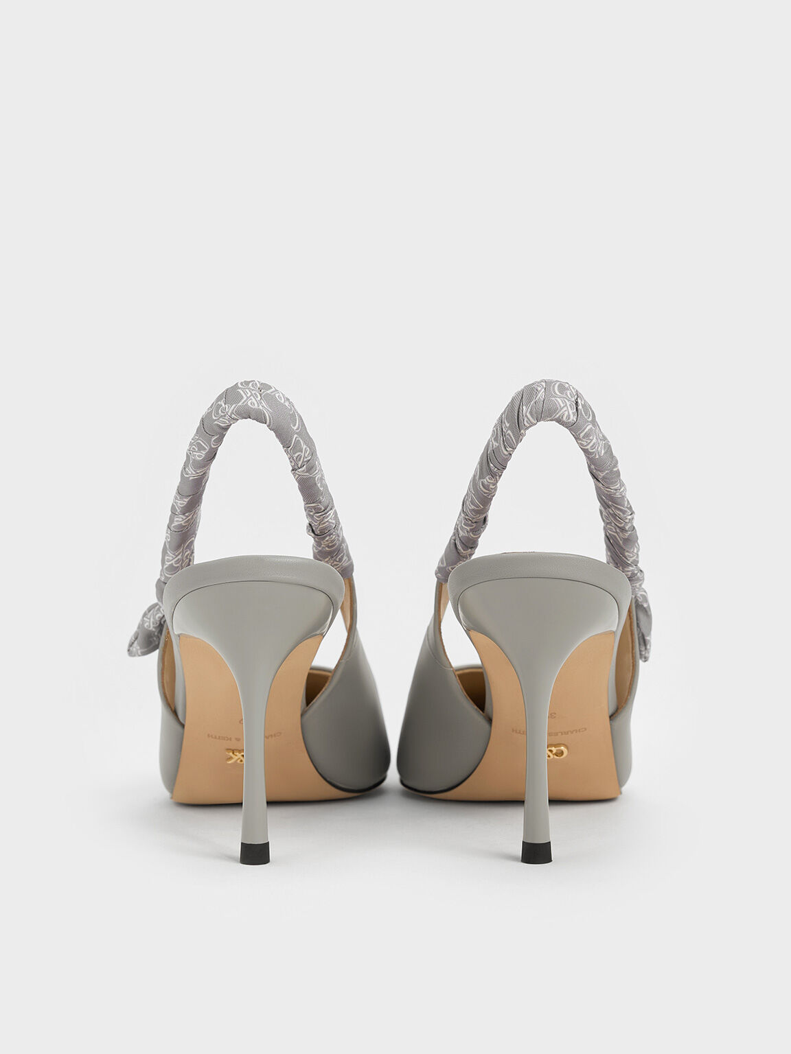 Tully Leather Ruched Print Slingback Pumps, Grey, hi-res