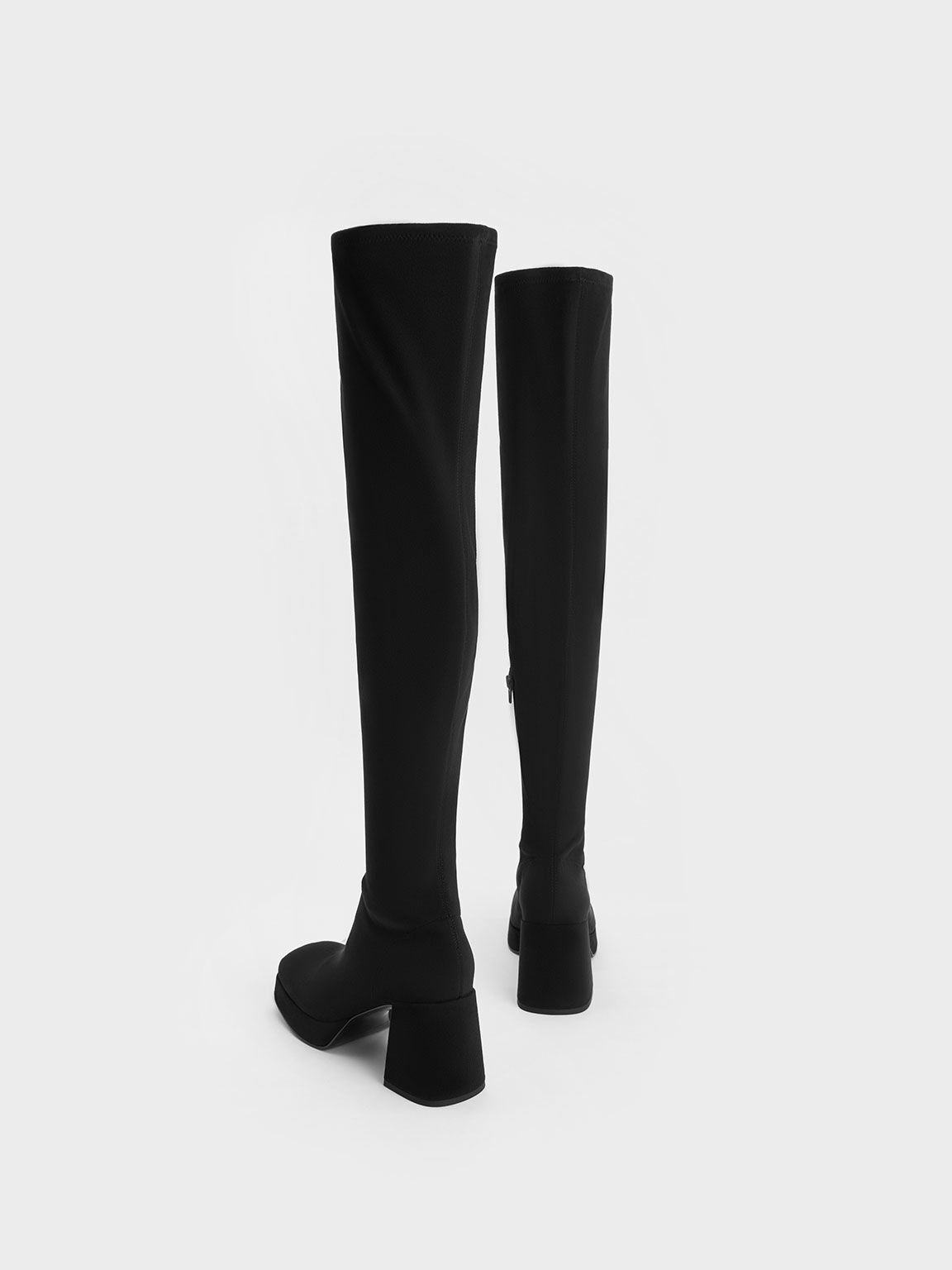 Evie Textured Platform Thigh-High Boots - Black Textured