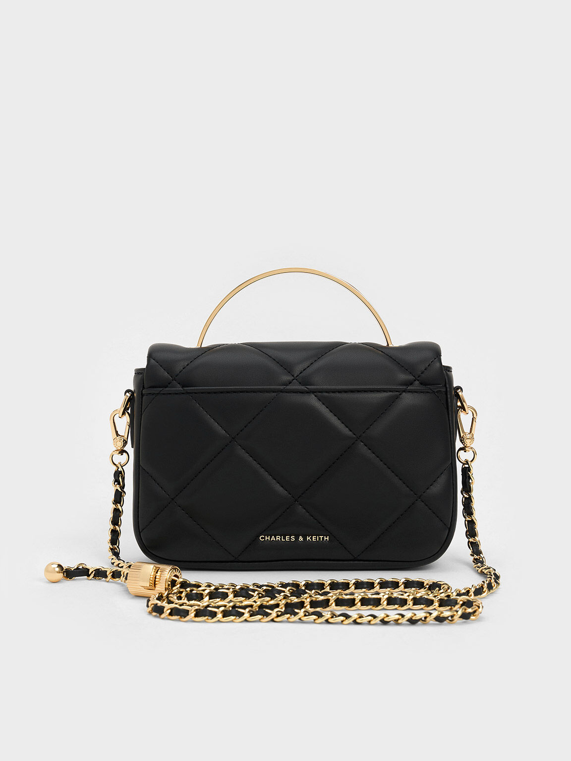 Quilted Boxy Top Handle Bag - Black