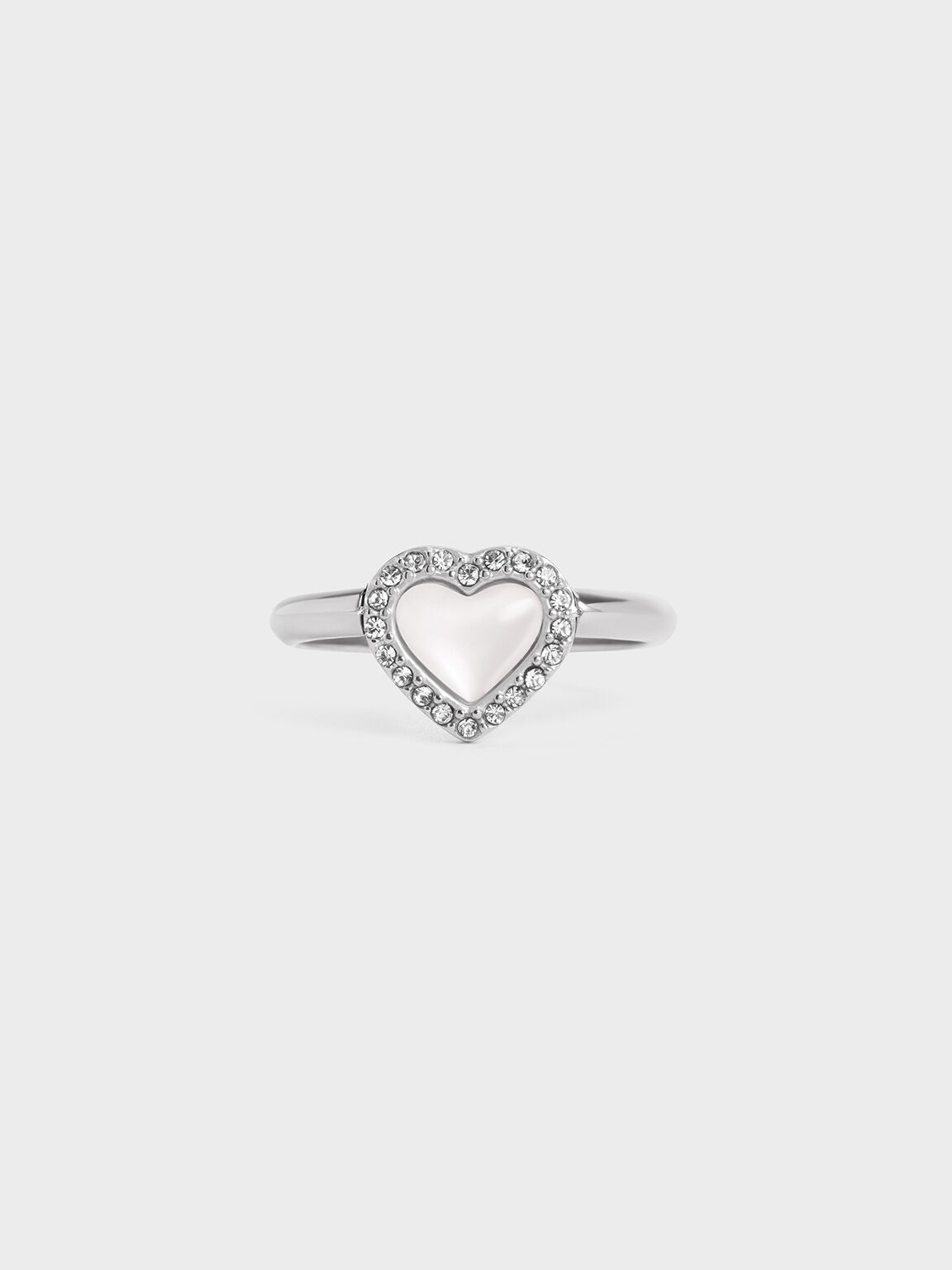 Annalise Crystal Heart-Stone Ring, Silver, hi-res