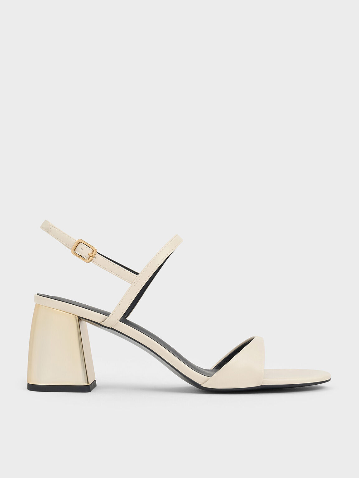 Metallic-Heel Slingback Sandals, Chalk, hi-res