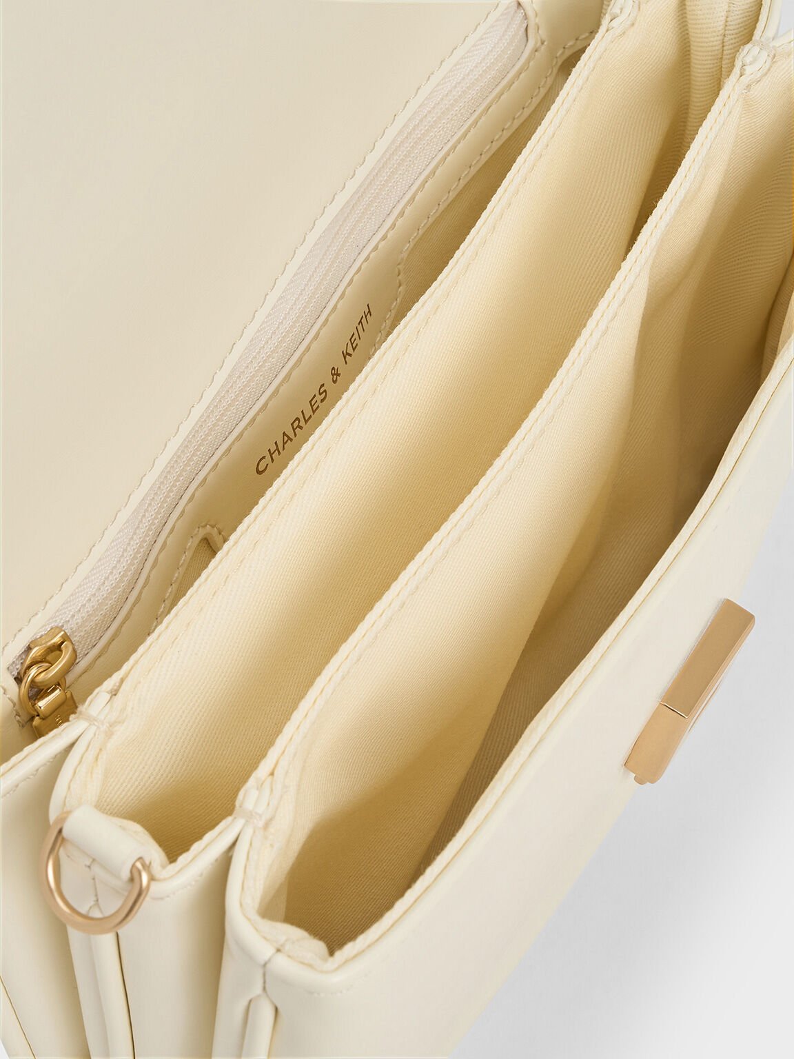 Caia Front Flap Shoulder Bag, Cream, hi-res