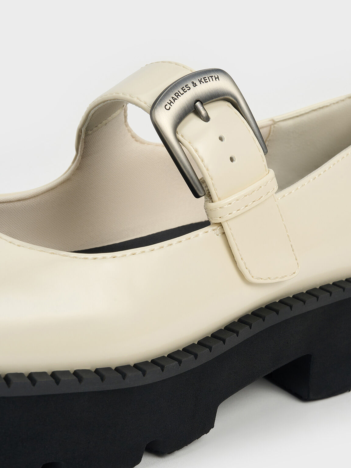 Buckled Ridged-Sole Chunky Mary Janes, Chalk, hi-res