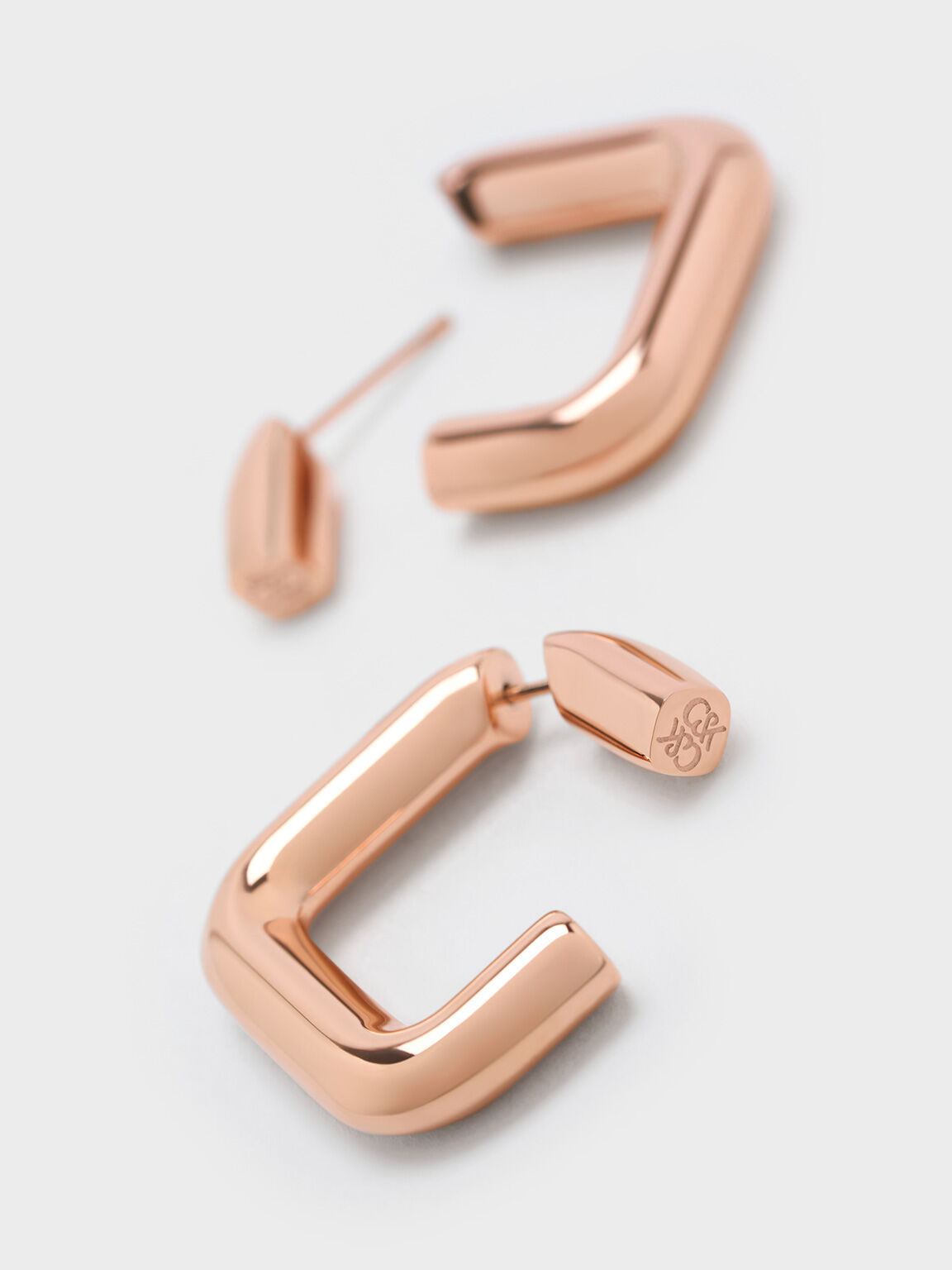Angular Hoop Earrings, Rose Gold, hi-res