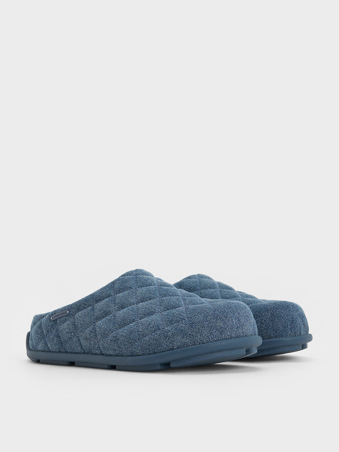 Quilted Flatform Mules, Denim Blue, hi-res