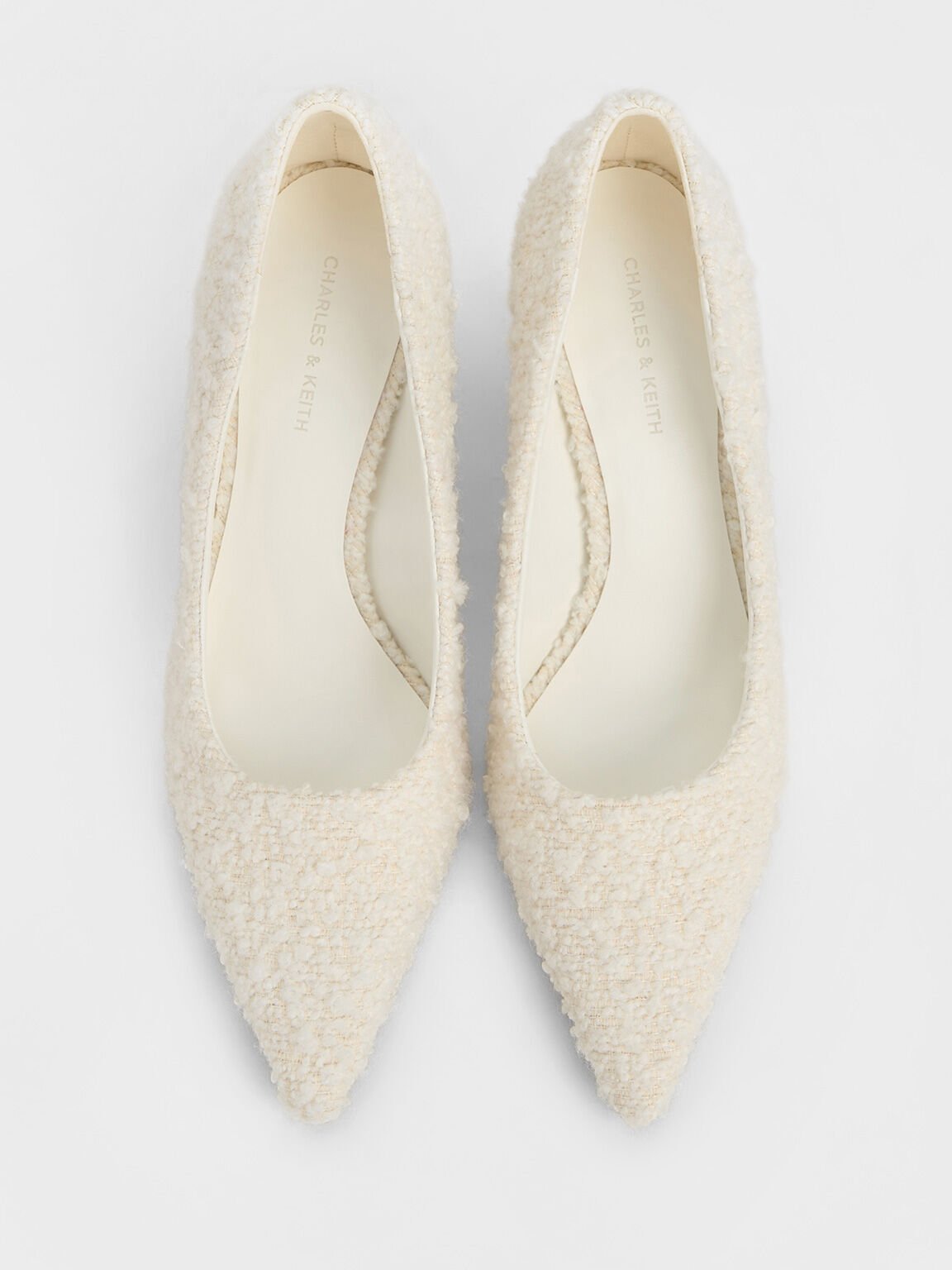 Textured Pointed-Toe Stiletto Pumps, White, hi-res