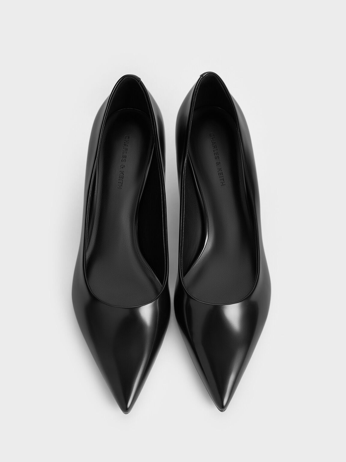 Pointed-Toe Kitten-Heel Pumps, Black Box, hi-res