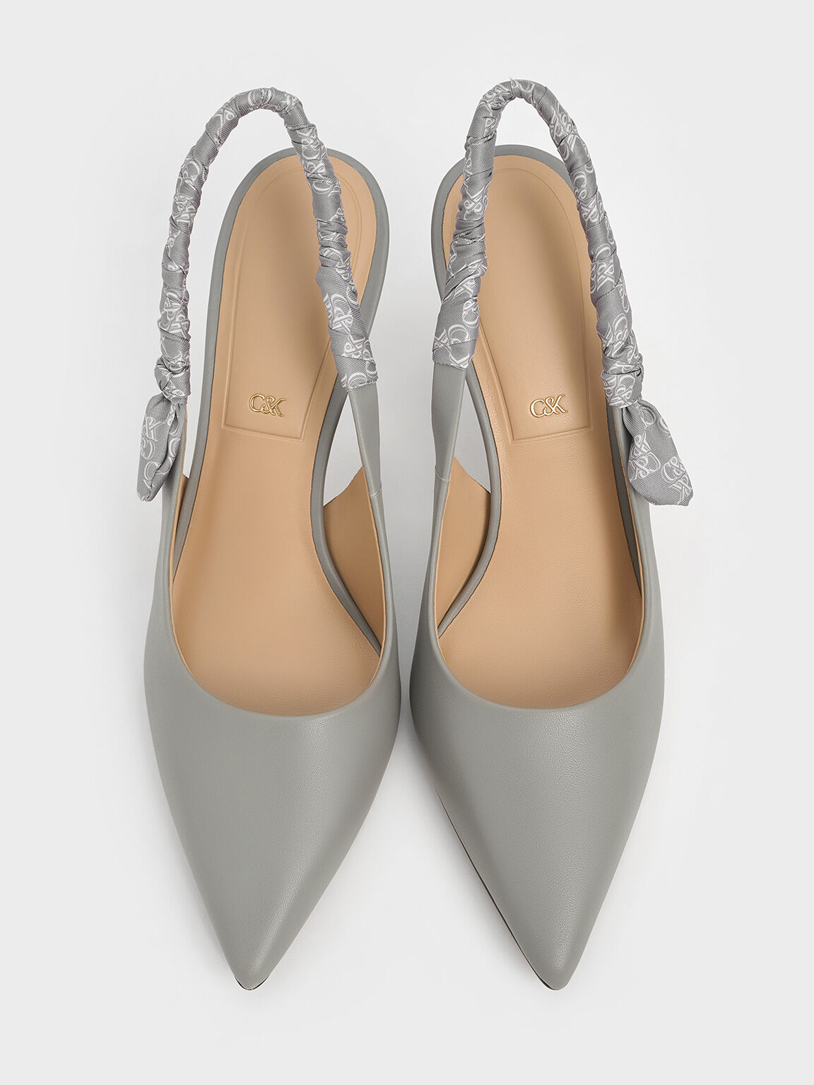 Tully Leather Ruched Print Slingback Pumps, Grey, hi-res