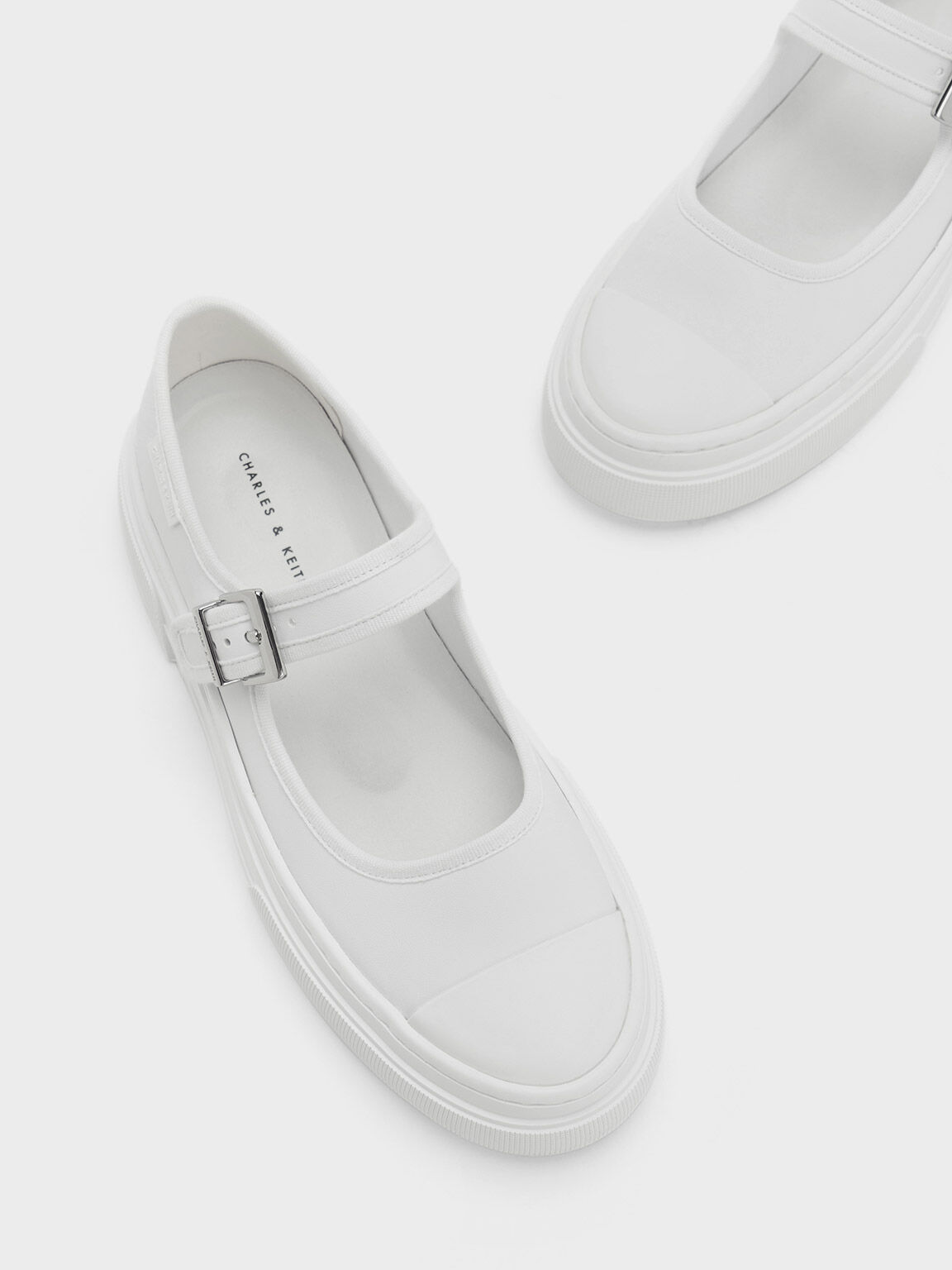White Two-Tone Mary Jane Sneakers - CHARLES & KEITH UK