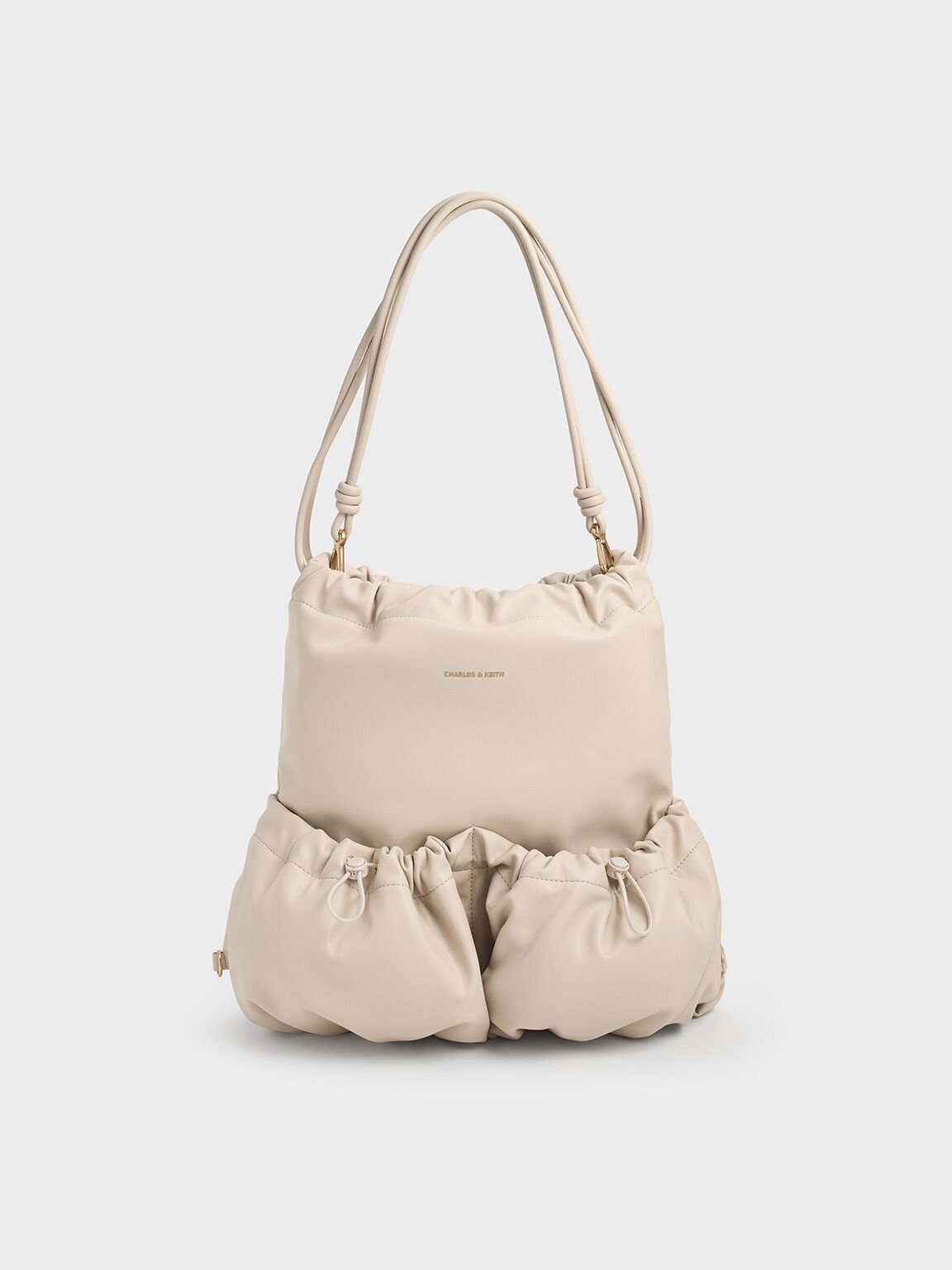 Maisy Ruched Drawstring Backpack, Oat, hi-res