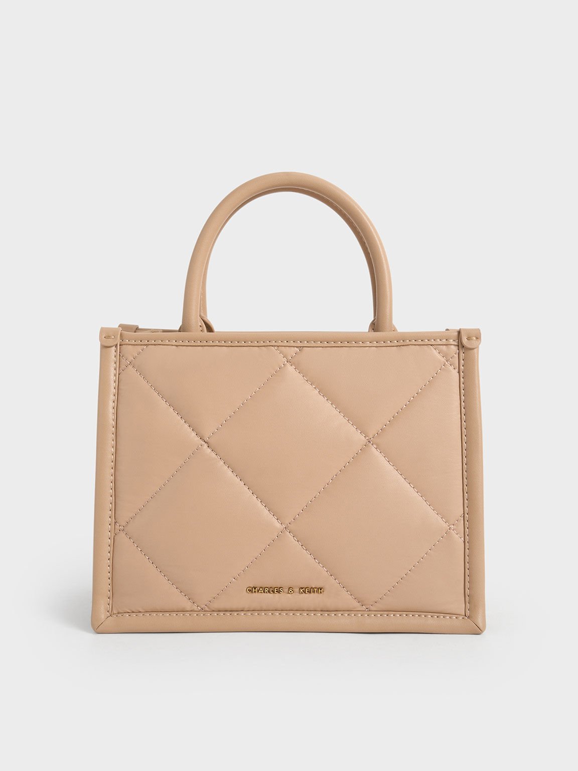 Celia Quilted Tote Bag, Beige, hi-res