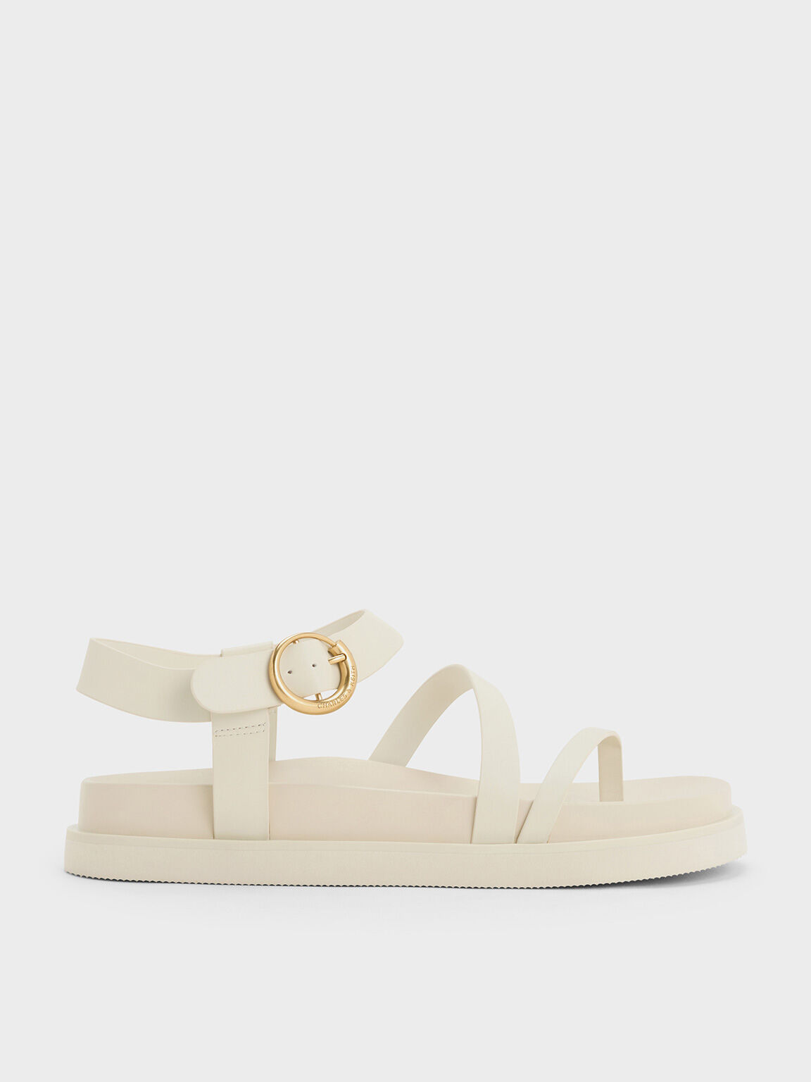 Buckled Ankle-Strap Strappy Sandals, Chalk, hi-res