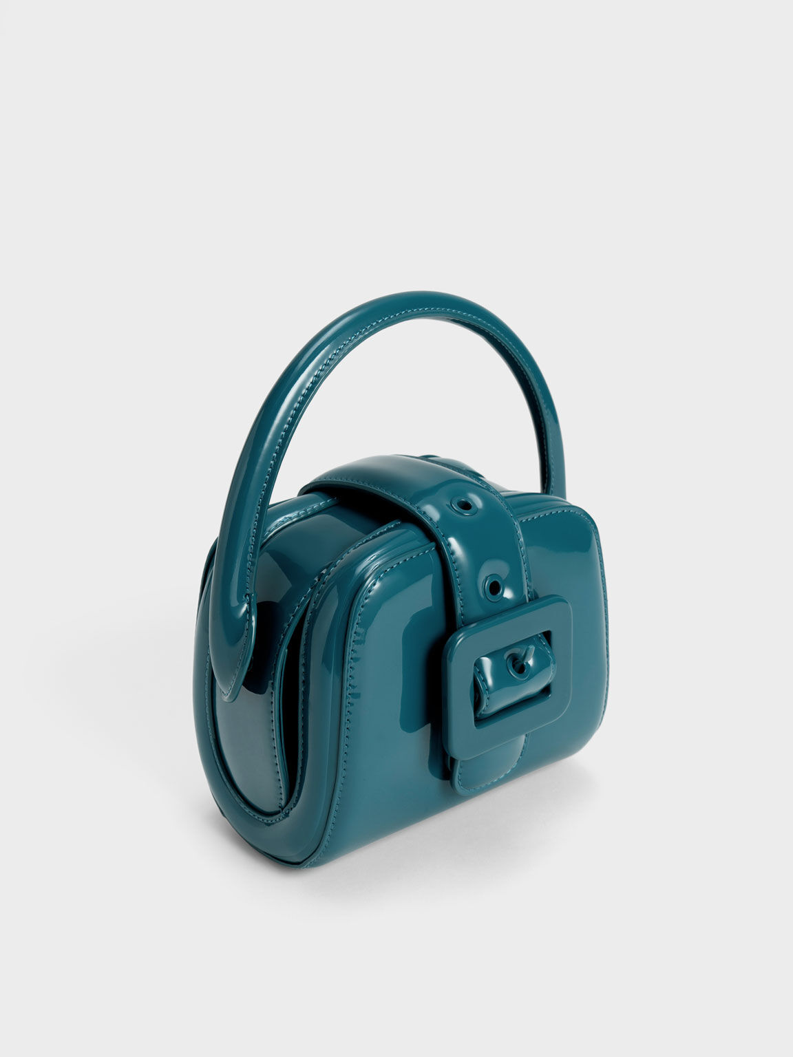 Turquoise Lula Patent Belted Bag - CHARLES & KEITH UK