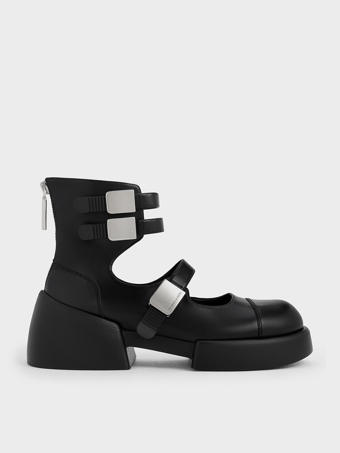 Robbie Ankle-Strap Mary Jane Boots, Black, hi-res