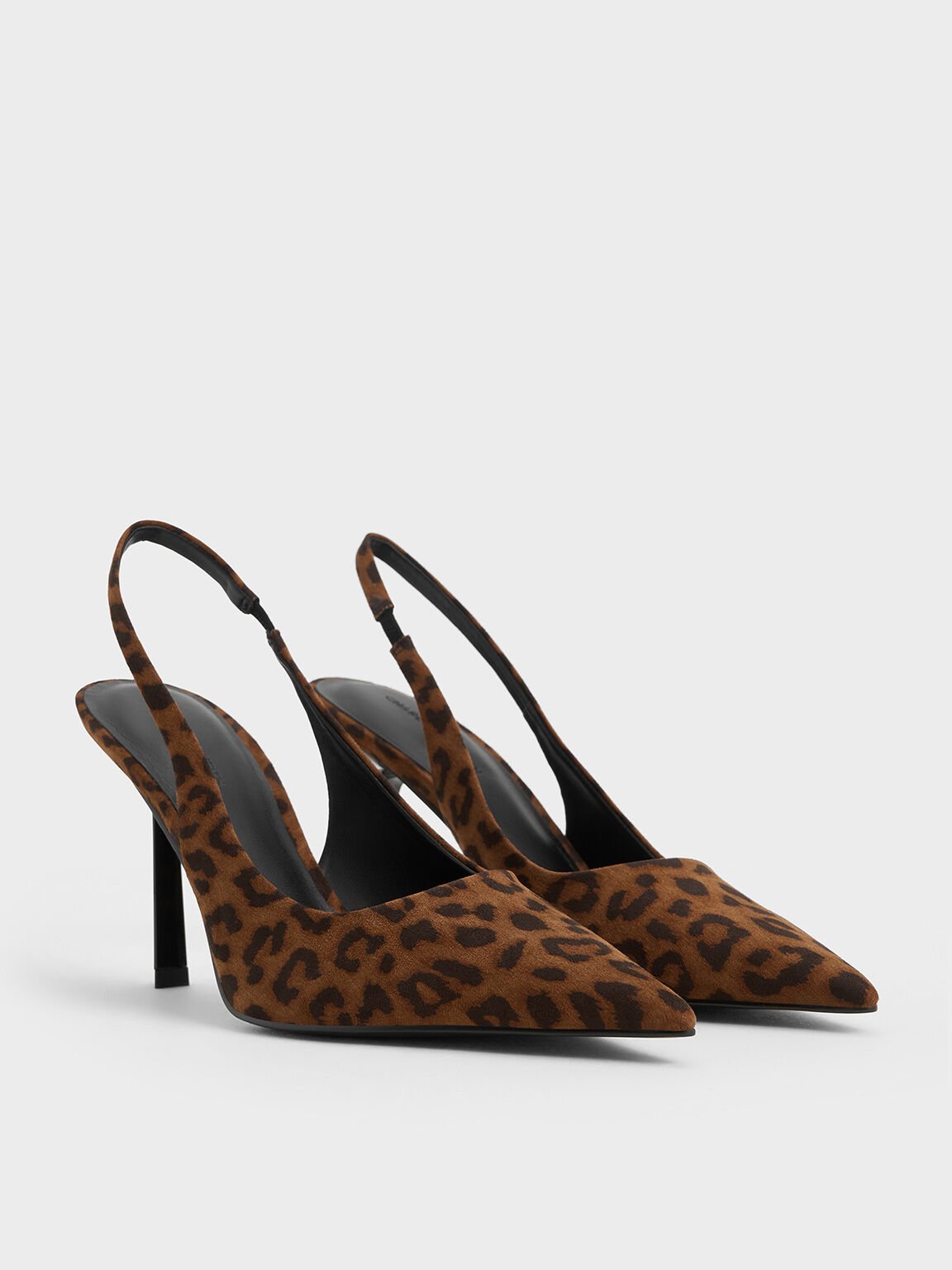 Leopard-Print Pointed-Toe Slingback Pumps, Animal Print Brown, hi-res