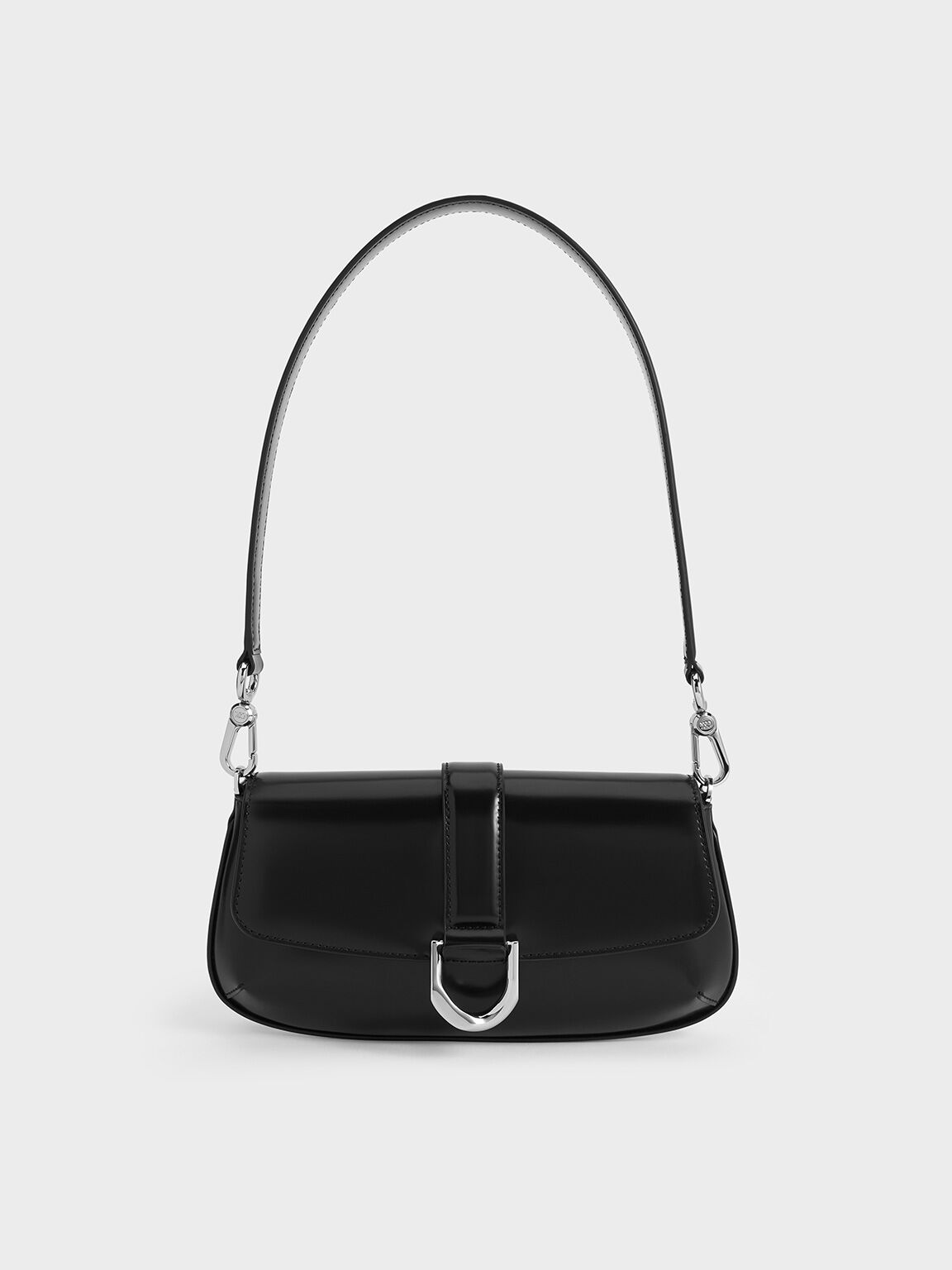 Gabine Leather Elongated Shoulder Bag, Noir, hi-res