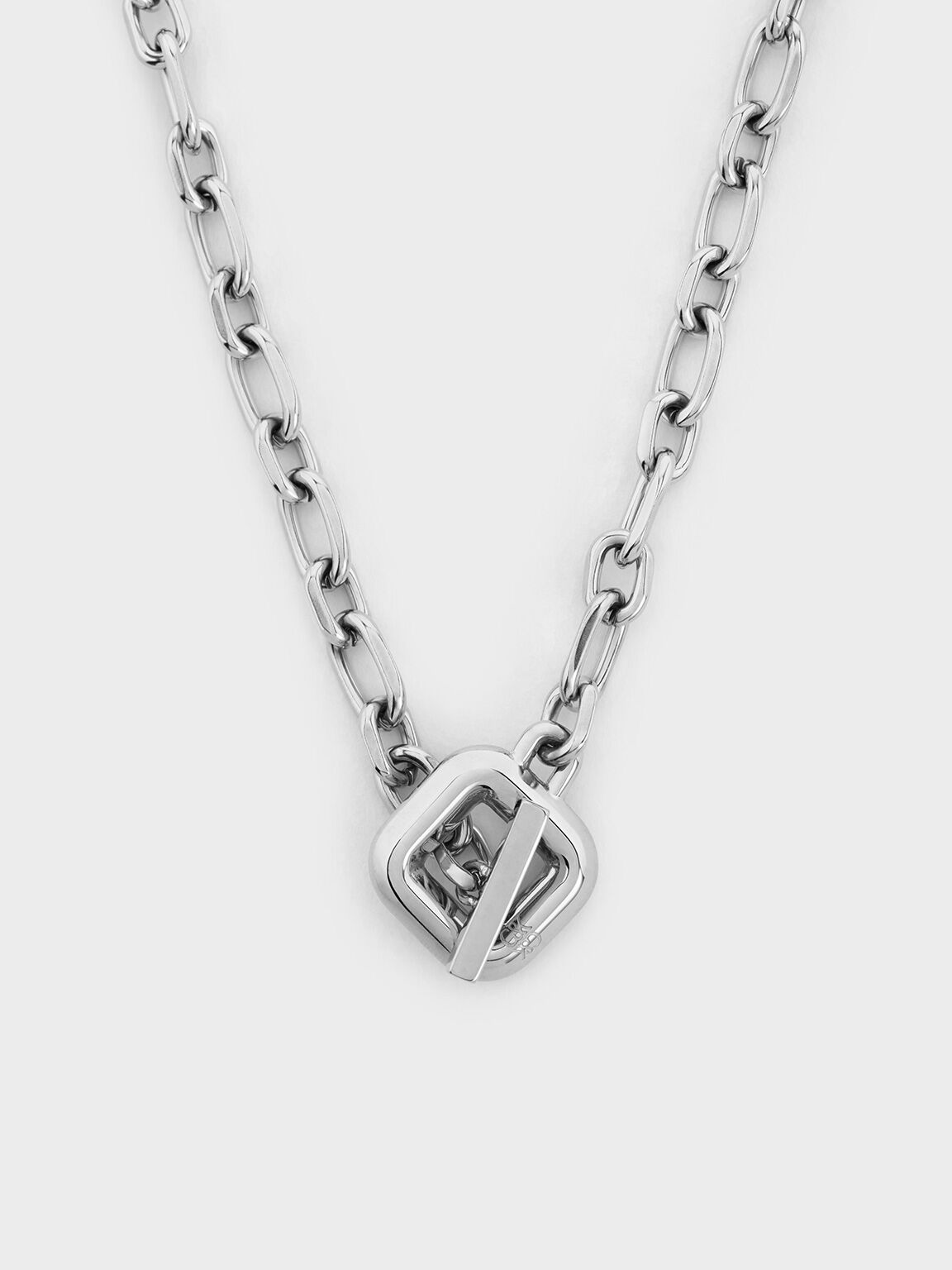 Toggle-Clasp Chain-Link Necklace, Silver, hi-res