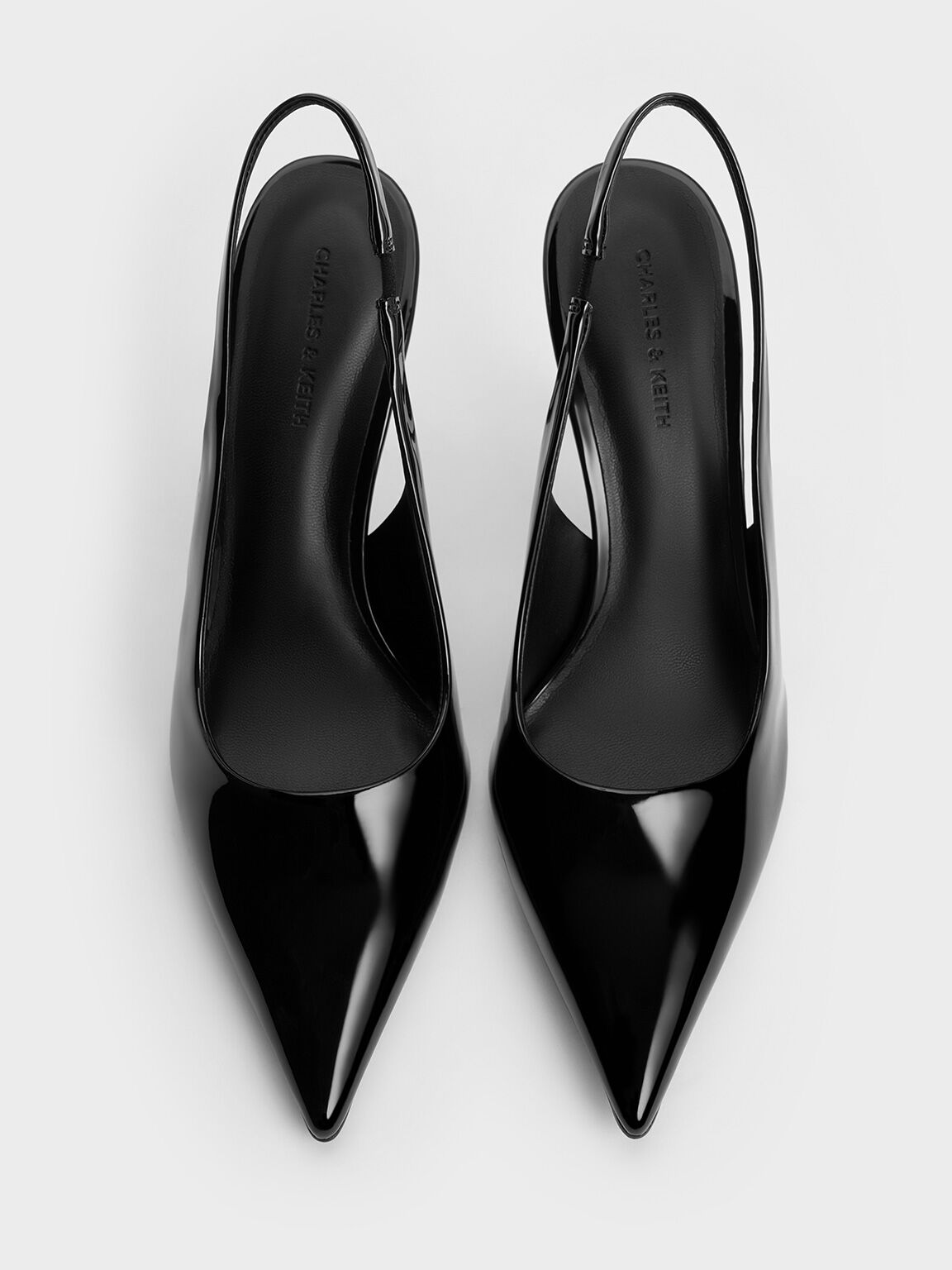 Patent Pointed-Toe Slingback Pumps, Black Patent, hi-res