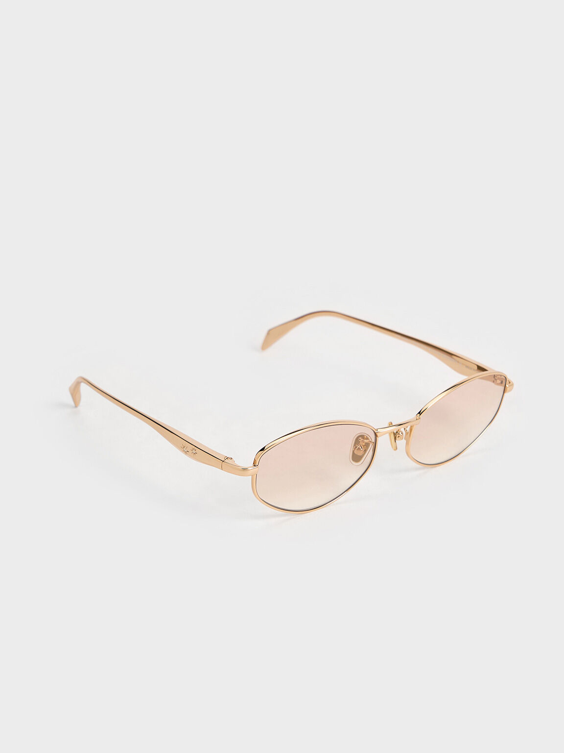 Crystal-Accent Oval Sunglasses, Gold, hi-res