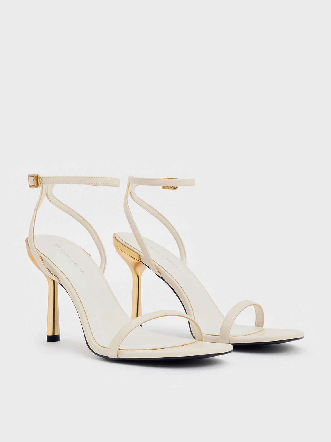 Metallic Stiletto-Heel Ankle-Strap Sandals, Chalk, hi-res