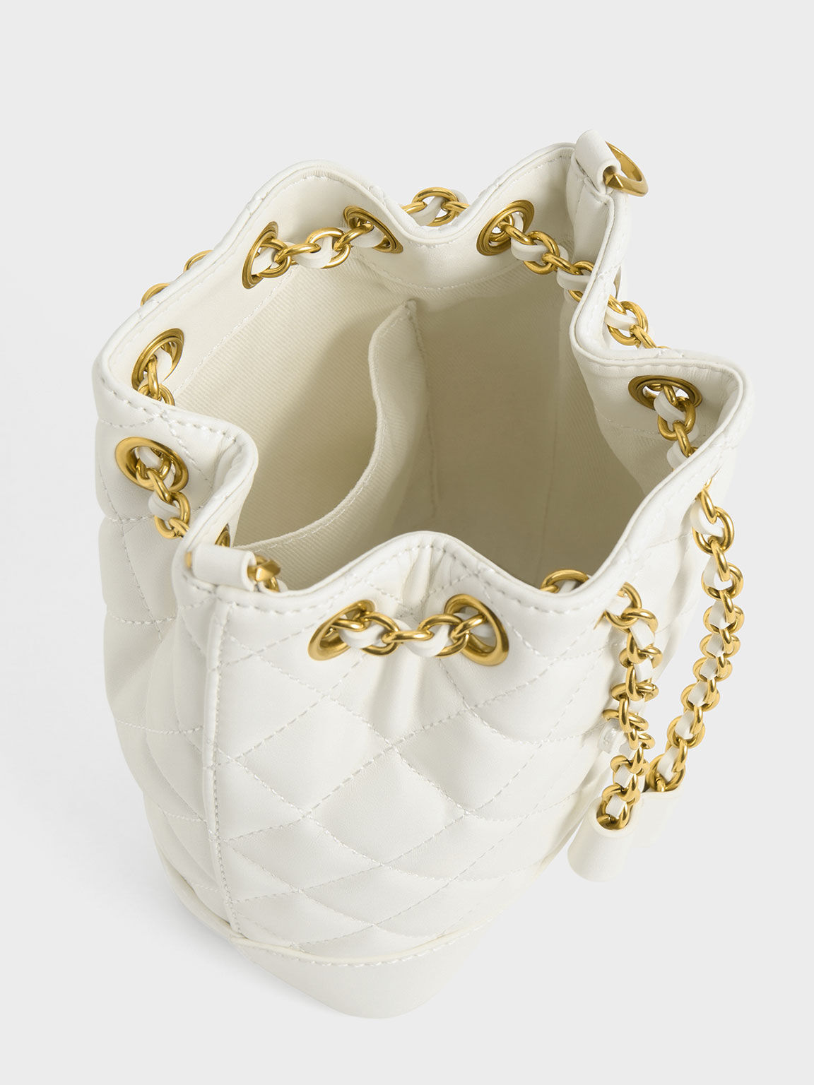 Quilted Bucket Bag, Ivory, hi-res