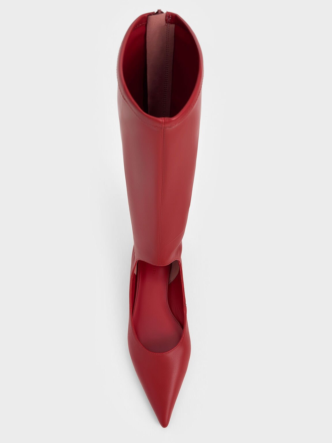 Robbie Cut-Out Pointed-Toe Knee-High Boots, Red, hi-res