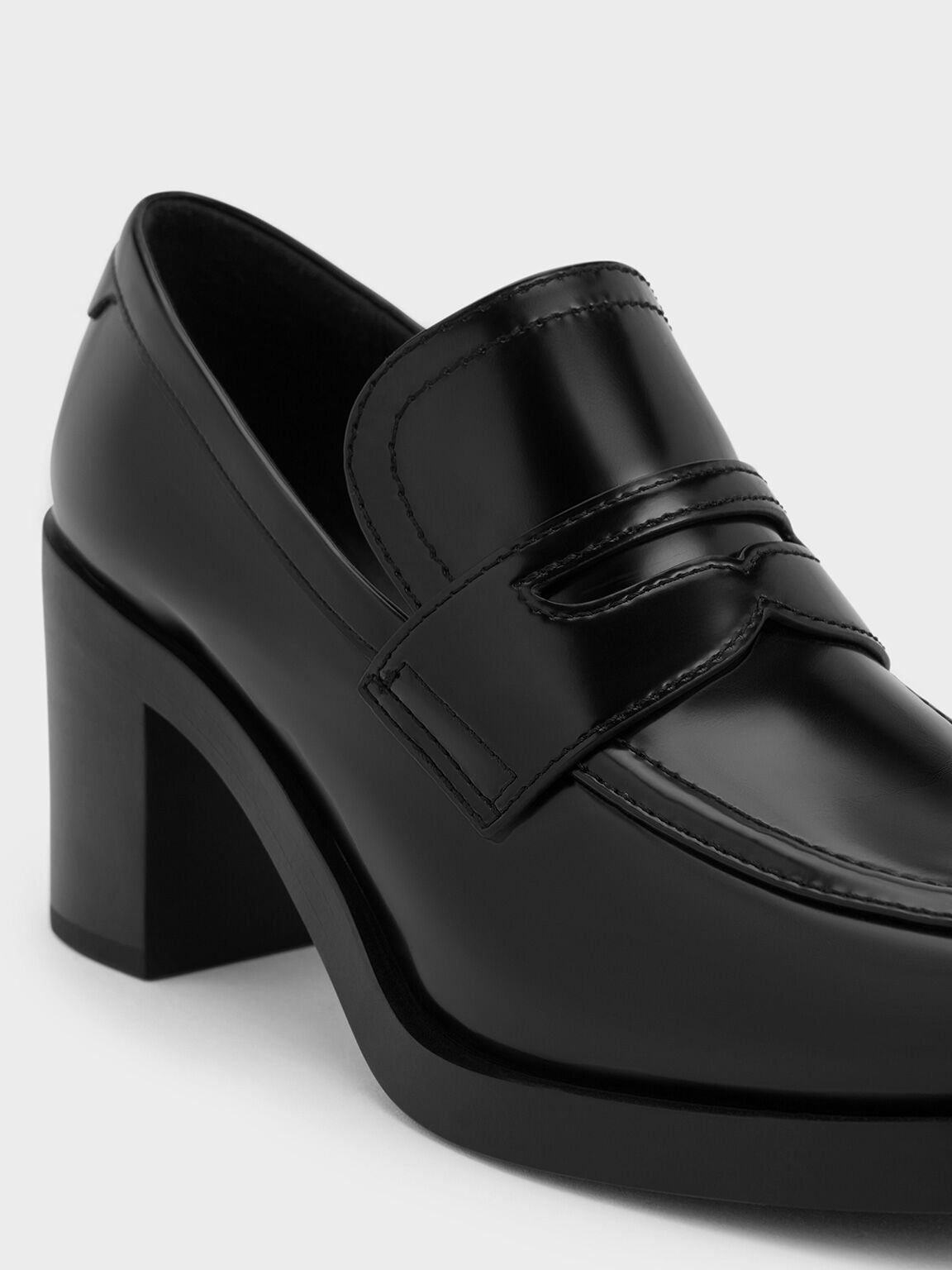 Penny Loafer Block-Heel Pumps, Black Box, hi-res