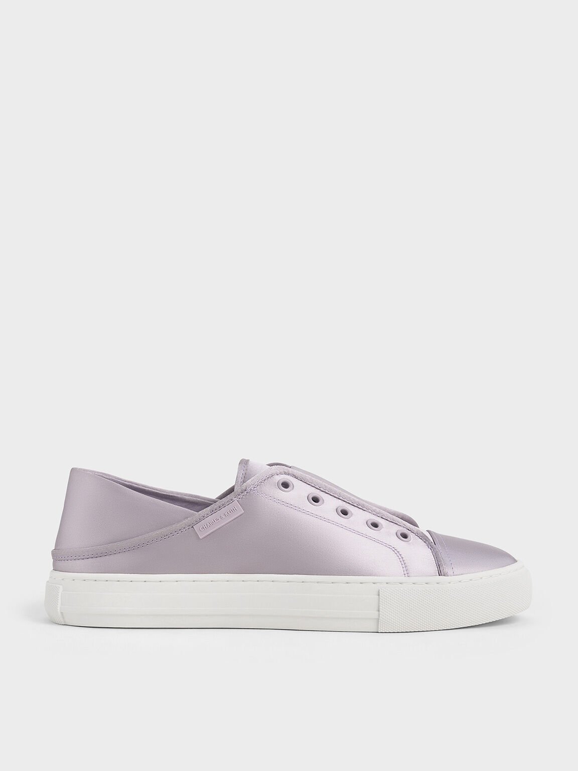 Satin Slip-On Sneakers, Lilac, hi-res