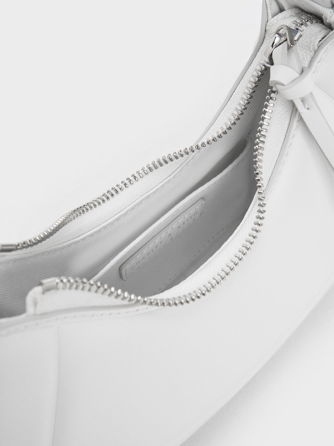 White Petra Curved Shoulder Bag - CHARLES & KEITH UK