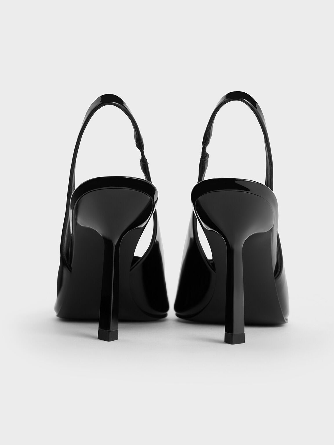 Patent Pointed-Toe Slingback Pumps, Black Patent, hi-res