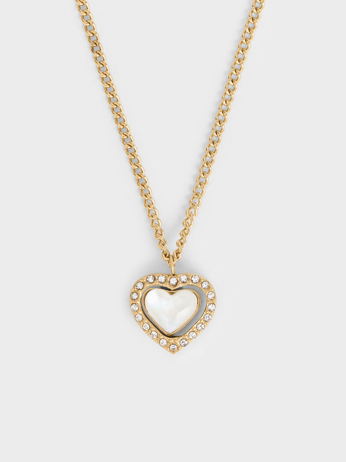 Annalise Crystal Heart-Stone Necklace, Brush Gold, hi-res