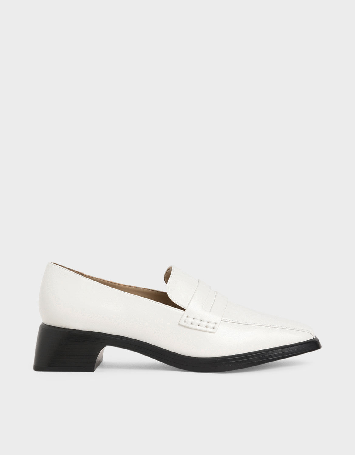 white patent loafers